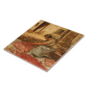 Meisje Verpakking Kersen in de Provence (Frankrijk Tegeltje (Zijkant)