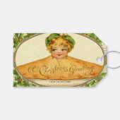  meisje verrassing pop omhoog in kersttaart cadeaulabel (Voorkant (Horizontaal))