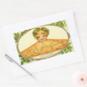 meisje verrassing pop omhoog in kersttaart rechthoekige sticker (Envelop)