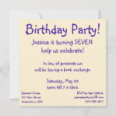  meisje via telefoon, uitnodiging van de Birthday  (Achterkant)