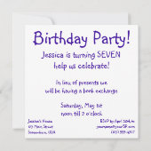  meisje via telefoon, uitnodiging van de Birthday  (Achterkant)