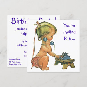  meisje via telefoon, uitnodiging van de Birthday 