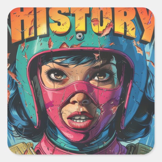 meisje vierkante sticker (Voorkant)