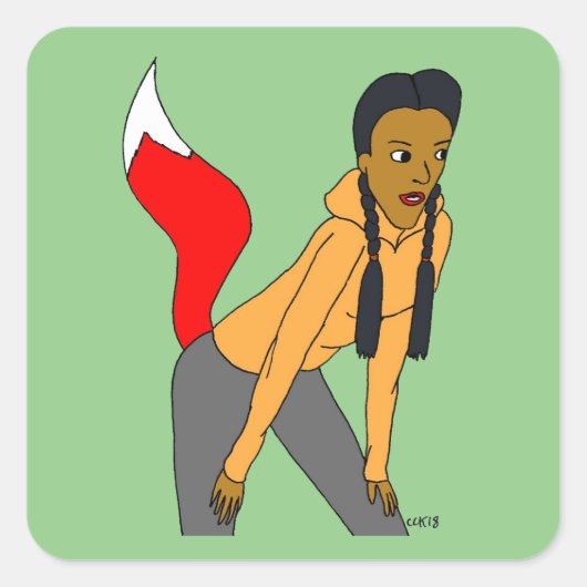 meisje vierkante sticker (Voorkant)