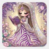 Meisje Vierkante Sticker (Voorkant)