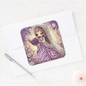 Meisje Vierkante Sticker (Envelop)