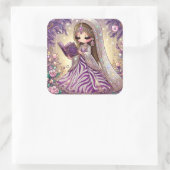 Meisje Vierkante Sticker (Tas)