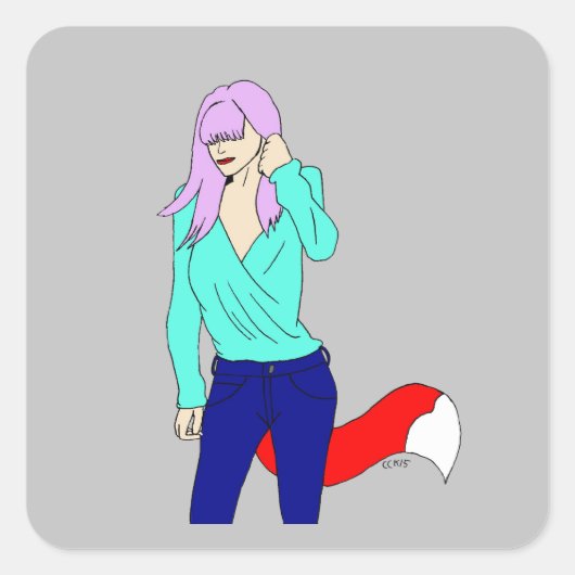 meisje vierkante sticker (Voorkant)