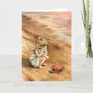 Meisje vindt een Pearl Wenskaart Feestdagen Kaart