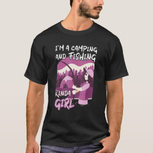Meisje Vissen Hengel Kampvuur Vis Vrouw Kamperen E T-shirt