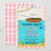 Meisje vissen uitnodiging (Voorkant / Achterkant)