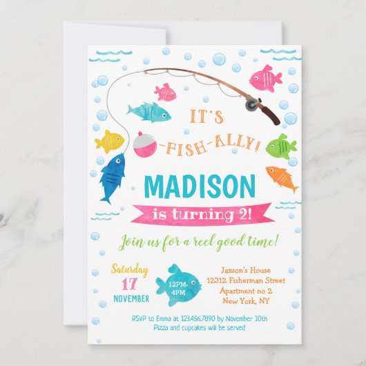 Meisje Vist op zaterdag Uitnodigingen 2e 3e 4e (Voorkant)