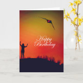 Meisje & vlieger kaart (Gele Bloem)