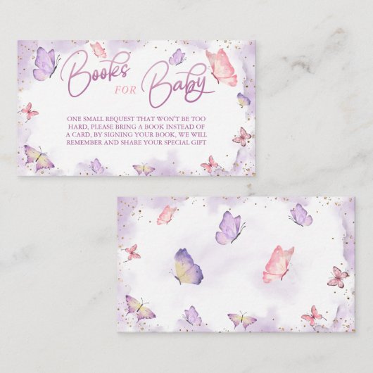 Meisje Vlinder Baby shower Boek Aanvraag Behuizing Plaatskaartje (Voorkant / Achterkant)