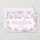 Meisje vlinder Baby shower dank u kaart (Voorkant)