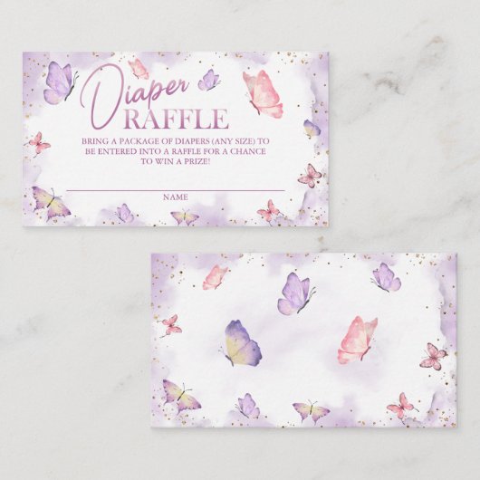 Meisje Vlinder Baby shower Luier Raffle Plaatskaartje (Voorkant / Achterkant)