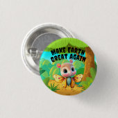 Meisje vlinder, maak de aarde weer geweldig, wilde ronde button 3,2 cm (Voorkant /achterkant)