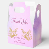 Meisje Vlinder Roze Sparkly Whimsical Baby shower Bedankdoosjes (Geopend)