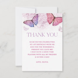Meisje Vlinder Thema 1e Verjaardagsfeestje Dank Je Bedankkaart