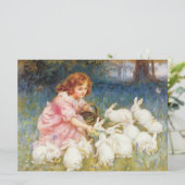 Meisje voeden de konijnen (door Frederick Morgan) Kaart (Staand voorkant)