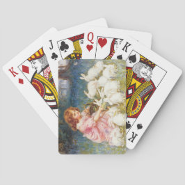 Meisje voeden de konijnen (door Frederick Morgan) Pokerkaarten