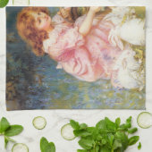 Meisje voeden de konijnen (door Frederick Morgan) Theedoek (Gevouwen)