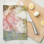 Meisje voeden de konijnen (door Frederick Morgan) Theedoek (Quarter Fold)