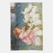 Meisje voeden de konijnen (door Frederick Morgan) Theedoek (Verticaal)