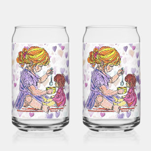 Meisje Voeden Doll Soda Glas