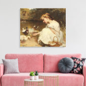 Meisje Voedende Eenden (door Frederick Morgan) Canvas Afdruk (Insitu (Woonkamer))