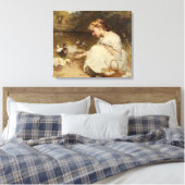 Meisje Voedende Eenden (door Frederick Morgan) Canvas Afdruk (Insitu (Slaapkamer))