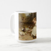 Meisje Voedende Eenden (door Frederick Morgan) Koffiemok (Voorkant links)