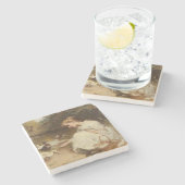 Meisje Voedende Eenden (door Frederick Morgan) Stenen Onderzetter (Zijkant)