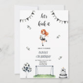 MEISJE VOETBAL FOOTBALL VERJAARDAG UITNODIGING (Voorkant)