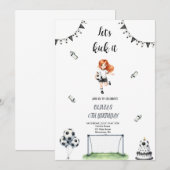 MEISJE VOETBAL FOOTBALL VERJAARDAG UITNODIGING (Voorkant / Achterkant)