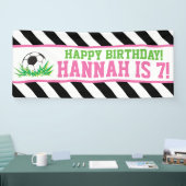 Meisje Voetbal Gelukkige Verjaardagsbanner Spandoek (Beurs)