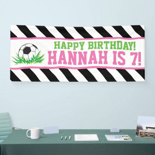 Meisje Voetbal Gelukkige Verjaardagsbanner Spandoek (Beurs)