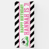 Meisje Voetbal Gelukkige Verjaardagsbanner Spandoek (Verticaal)