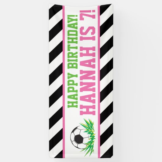 Meisje Voetbal Gelukkige Verjaardagsbanner Spandoek (Verticaal)