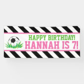 Meisje Voetbal Gelukkige Verjaardagsbanner Spandoek (Horizontaal)