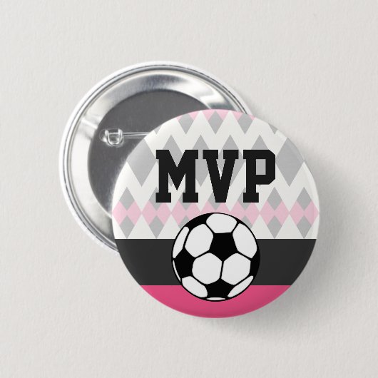 Meisje Voetbal Party Custom Verjaardag MVP Ronde Button 5,7 Cm (Voorkant /achterkant)