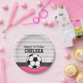 Meisje Voetbal Party Custom Verjaardag Papieren Bordje (Feest)