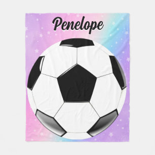 Meisje Voetbal Pastel Sterren Gepersonaliseerde Na Fleece Deken