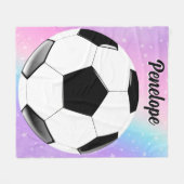 Meisje Voetbal Pastel Sterren Gepersonaliseerde Na Fleece Deken (Voorkant (Horizontaal))