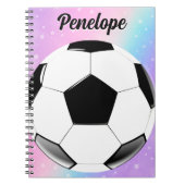 Meisje Voetbal Pastel Sterren Gepersonaliseerde Na Notitieboek (Voorkant)