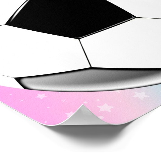 Meisje Voetbal Pastel Sterren Gepersonaliseerde Na Poster (Hoek)