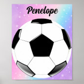 Meisje Voetbal Pastel Sterren Gepersonaliseerde Na Poster (Voorkant)