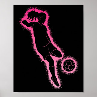 Meisje Voetbal Silhouet Voetballer Sport Vrouwen M Poster
