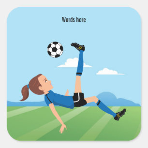Meisje Voetbal Speler 3 inch Vierkante Sticker