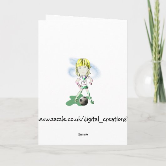 Meisje Voetbal Speler Kunst Kaart (Achterkant)